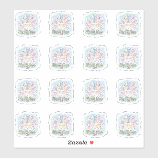 Sticker Masque Mardi Gras ! (Feuille)