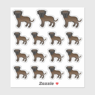 Sticker Mastiff Anglais Bringé Chiens de Dessin Animé Mign