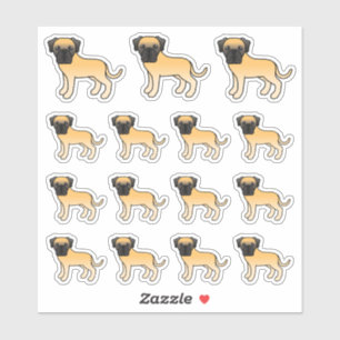 Sticker Mastiff Anglais Fauve Chiens de Dessin Animé Migno