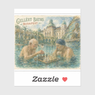 Sticker Match d'échecs Bains Gellert Budapest Hongrie
