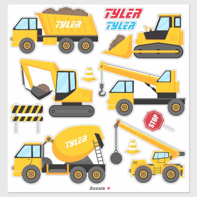 Sticker Matériel de construction Cool pour enfants, Noms S (Feuille)
