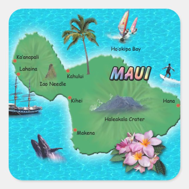 Sticker Maui Map (Devant)
