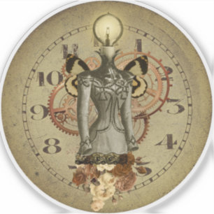 Sticker Médaille de collage de buste féminine Steampunk