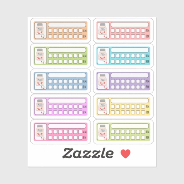 Sticker Médecine quotidienne Vitamine prise Pill Tracker P (Feuille)