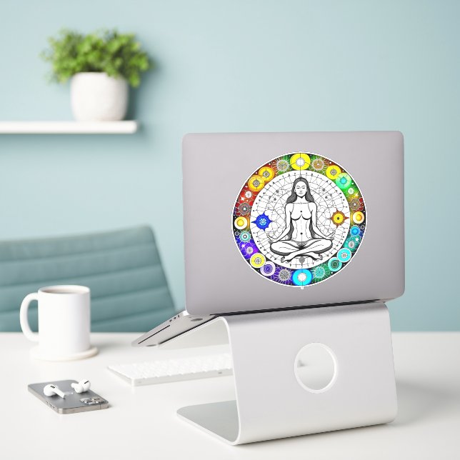 Sticker Méditation paisible et sereine (Ordinateur portable sur le bureau)