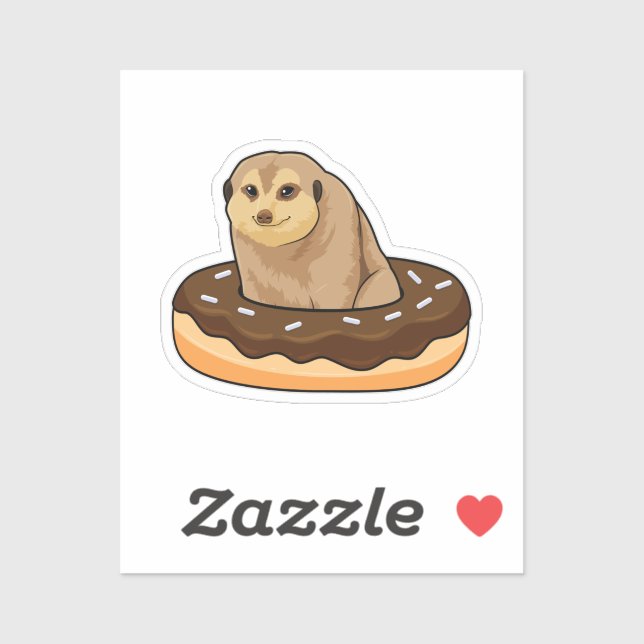 Sticker Meerkat avec Donut (Feuille)