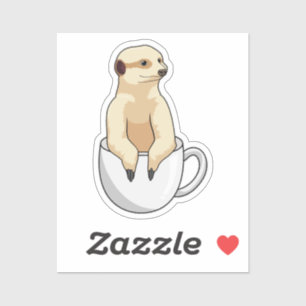 Sticker Meerkat avec la coupe du café