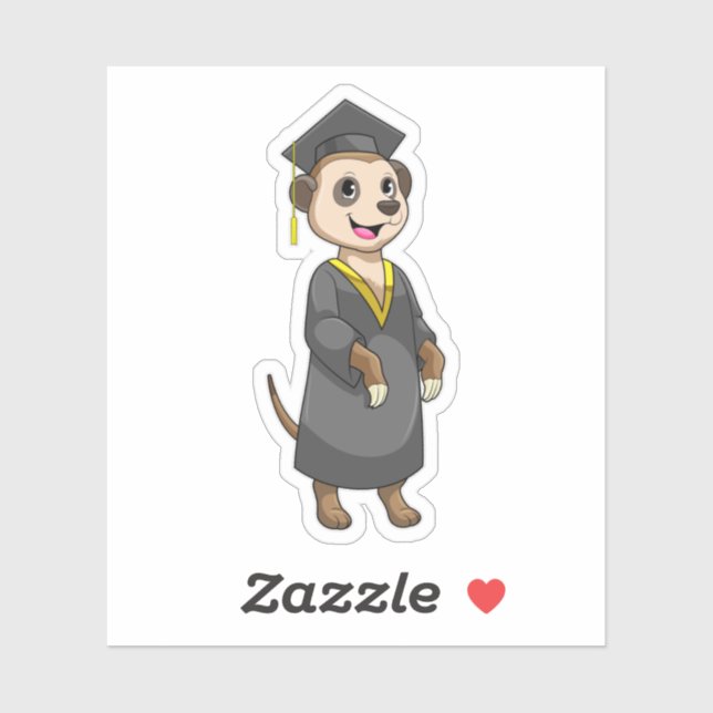 Sticker Meerkat comme étudiant avec diplôme (Feuille)