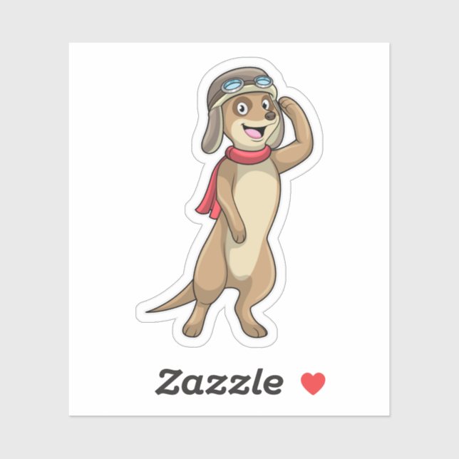 Sticker Meerkat comme pilote avec casquette pilote (Feuille)