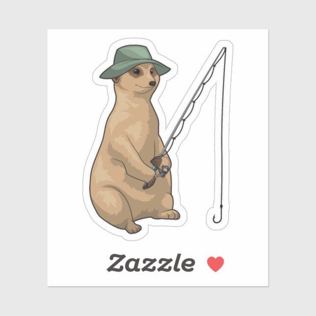 Sticker Meerkat Fishing Fisher (Feuille)