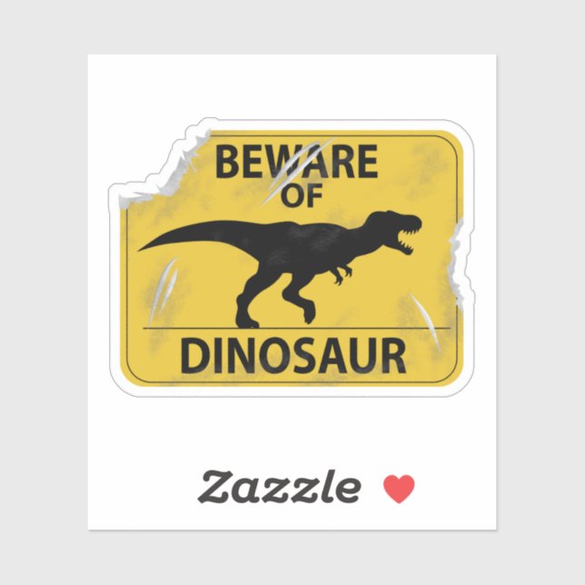 Sticker Méfiez-vous du Dinosaure (Signe Bitten) (Feuille)