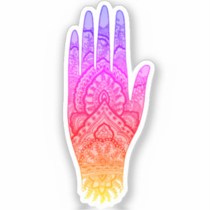 Sticker Mehndi tatouage main Art arc-en-ciel