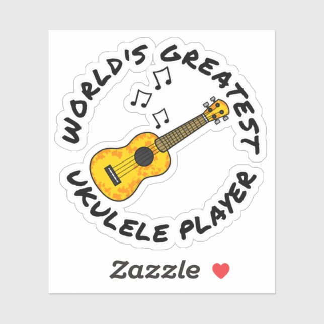 Sticker Meilleur joueur Ukulele du monde, Uke Player Funny (Feuille)