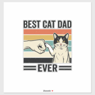 Sticker Meilleur Papa Chat Retro Chemise Fist Bump Chat_1