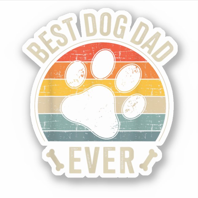 Sticker Meilleur papa chien jamais vintage pour fête des p (Devant)