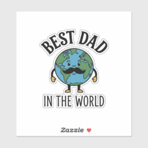 Sticker Meilleur Papa du Monde Earth Moustache Shirt Desig