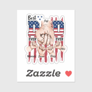 Sticker Meilleur papa jamais - Fist Bump USA Drapeau - 4 E