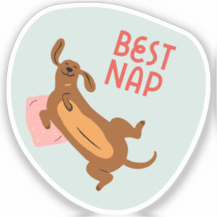 Sticker Meilleure nap mignon chien illustré aqua chien