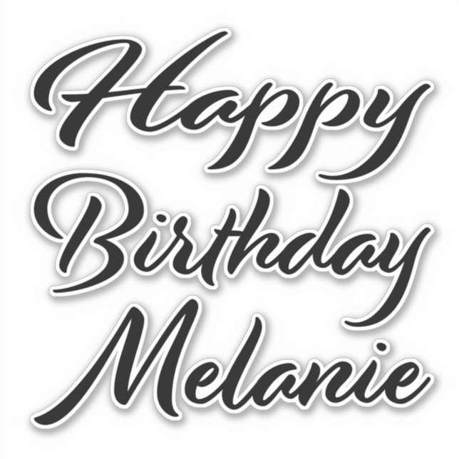 Sticker Mélanie Nom Prénom Anniversaire de la Broderie noi (Devant)