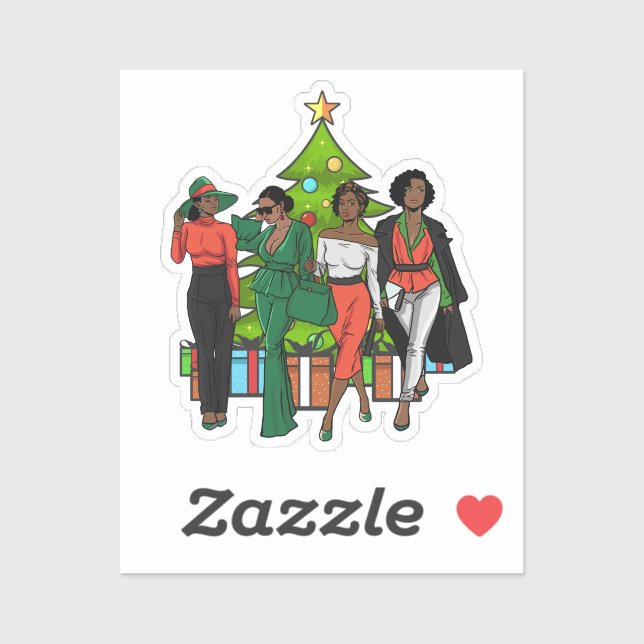 Sticker Melanin Amis de Noël Amis Amis Sistas Noirs (Feuille)
