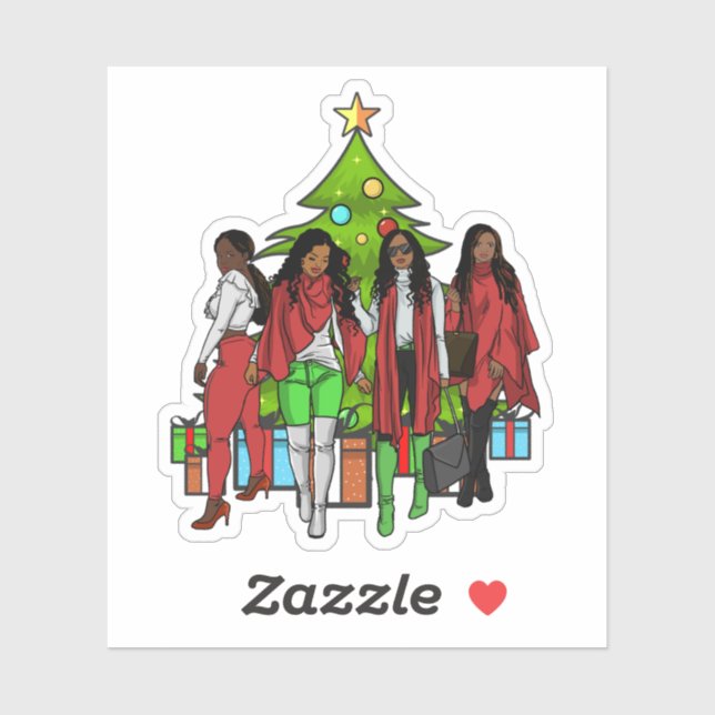 Sticker Melanin Amis de Noël Amis Amis Sistas Noirs (Feuille)