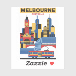 Sticker Melbourne Australie Skyline Voyage