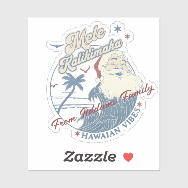 Sticker Mele Kalikimaka Joyeux Noël Hawaii Tropical (Feuille)