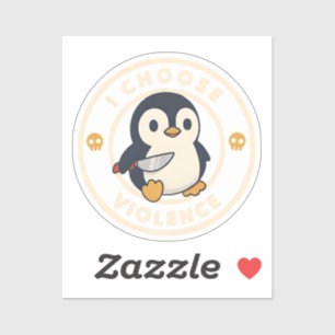 Sticker Meme Manchot Drôle Avec Couteau Je Choisis La Viol
