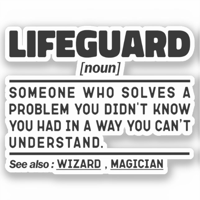 Sticker Mèmes de garde-plage certifiés Lifeguard Noun (Recto)