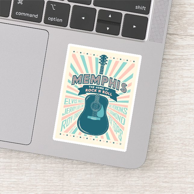 Sticker Memphis, TN : Série de guitares | Rock-N-Roll (Détail)