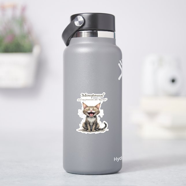 Sticker Menopause Humor Stressed Angry Cat (HydroFlask)