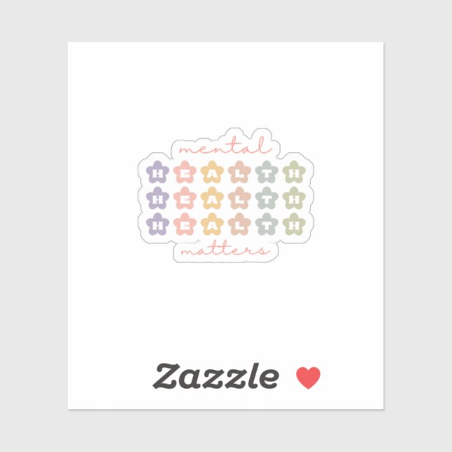Sticker Mental Health Matters Fleurs Rétro Pastel Super (Feuille)