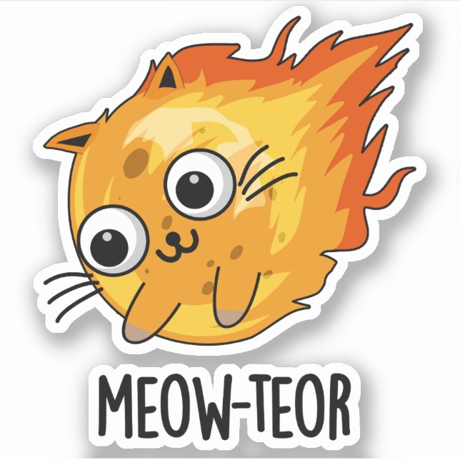 Sticker Meow-teor drôle Meteor Pun (Devant)