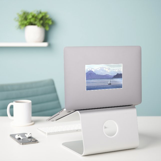 Sticker Mer violet (Ordinateur portable sur le bureau)