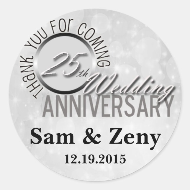 Sticker Merci 25e anniversaire Mariage Favor (Devant)