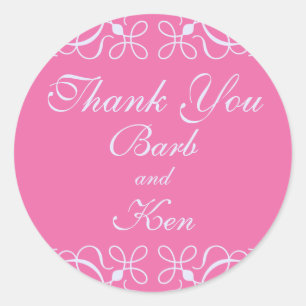 Sticker Merci à rouleaux en rose bonbon