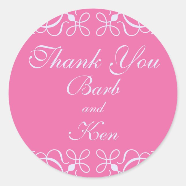 Sticker Merci à rouleaux en rose bonbon (Devant)