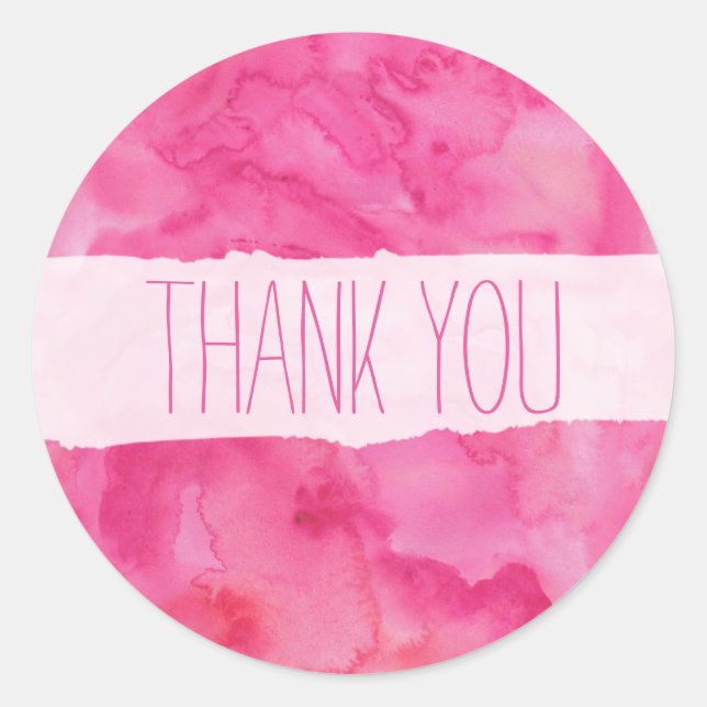 Sticker Merci Aquarelle rose vif (Devant)