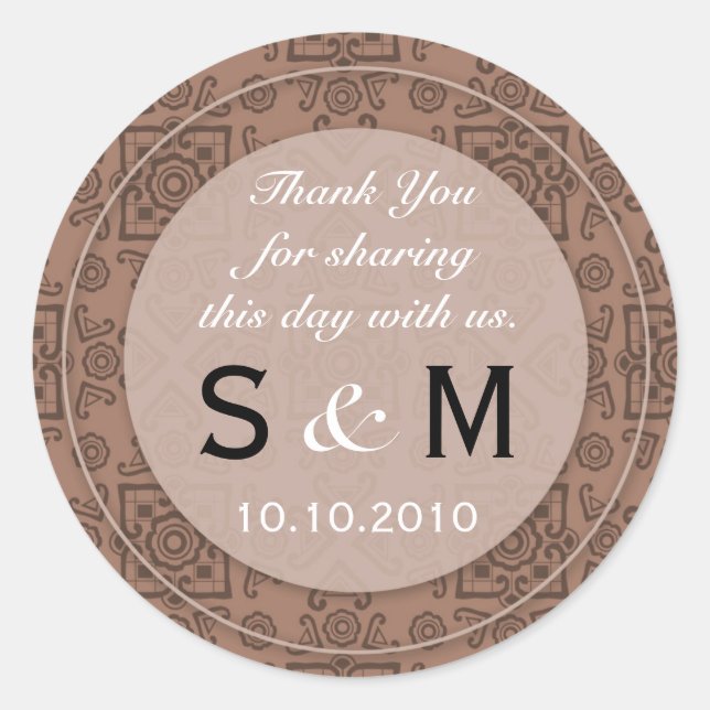 Sticker Merci au Mariage au chocolat chaud (Devant)