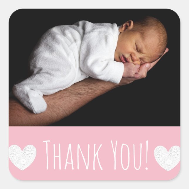 Sticker Merci avec la photo de votre bébé (Devant)