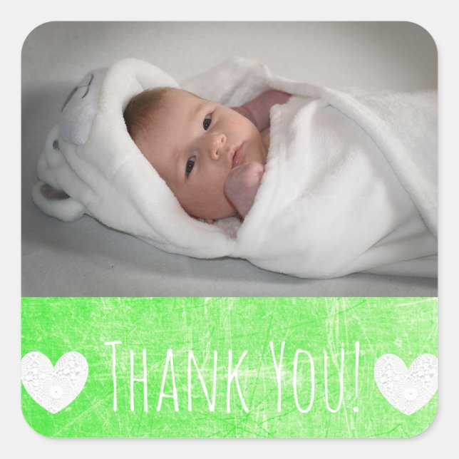 Sticker Merci avec la photo de votre bébé (Devant)