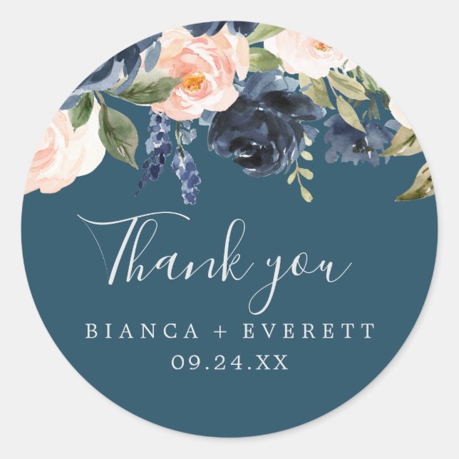 Sticker Merci bleu bleu Blush & Navy (Devant)