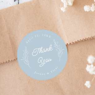 Sticker Merci bleu Dusty Favor Mariage