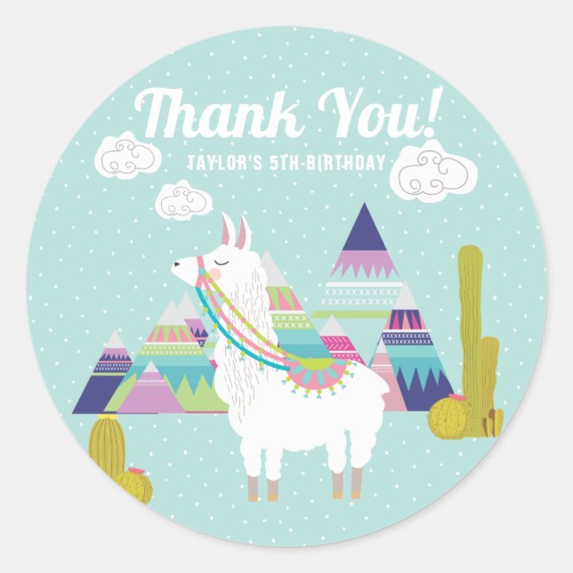 Sticker Merci d'anniversaire de Llama mignon et co (Devant)