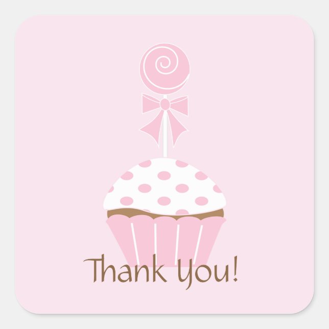 Sticker Merci d'anniversaire heureux Cupcake Lolli (Devant)