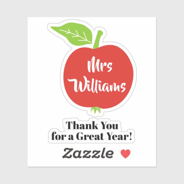 Sticker Merci d'appréciation du professeur de pomme rouge (Feuille)