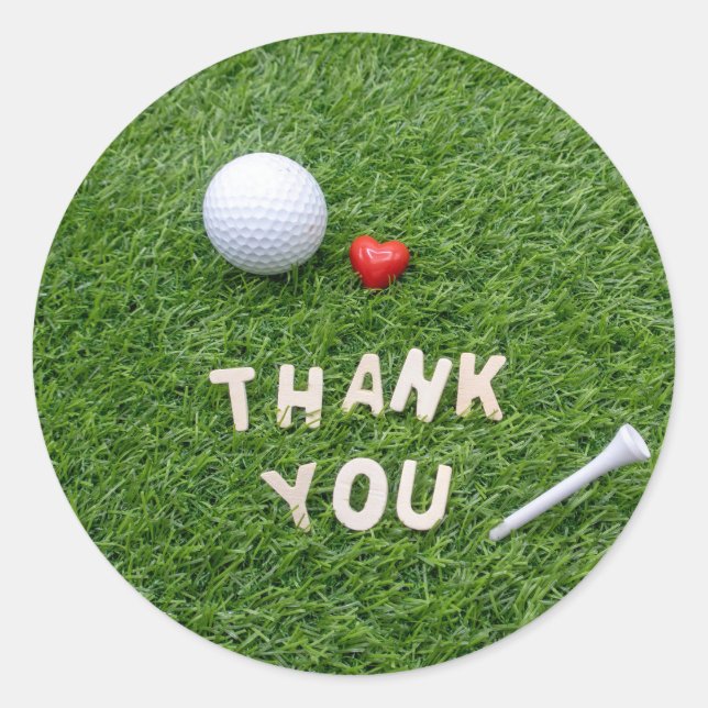 sticker Merci de golf avec balle de golf et tee (Devant)