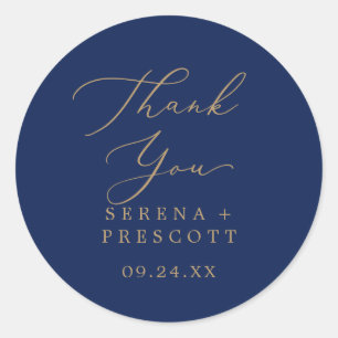 Sticker Merci de mariage de la Marine d'or délicat