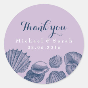Sticker Merci de mariage de plage de coquilles de 