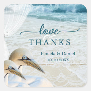Sticker Merci de mariage de plage élégant Gannets